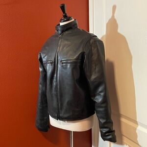 Hap Jones Men’s Vintage Mod Cafe Biker Japanese Leather Racing‎ Black Jacket